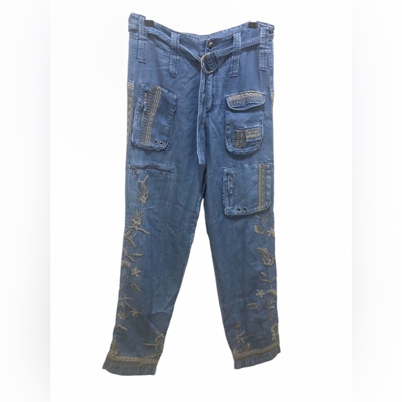 Johnny Was Biya Adventura Cargo Pants Embroidered Soft Medium - Picture 2 of 11